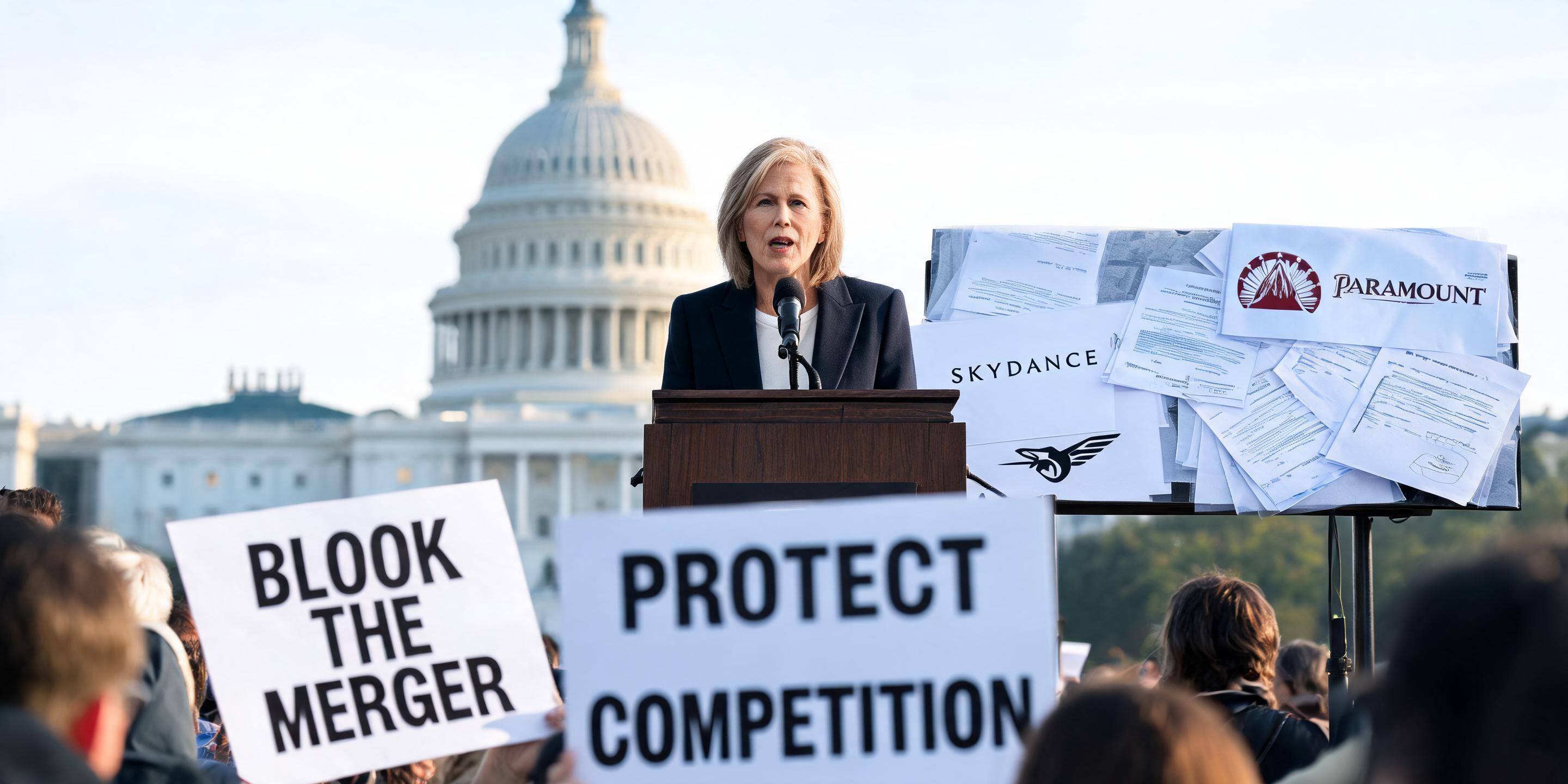 Warren and Advocacy Group Criticize Attorneys General Over Paramount Deal, Say Settlement Favors David Ellison